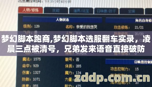 梦幻脚本跑商,梦幻脚本选服翻车实录，凌晨三点被清号，兄弟发来语音直接破防
