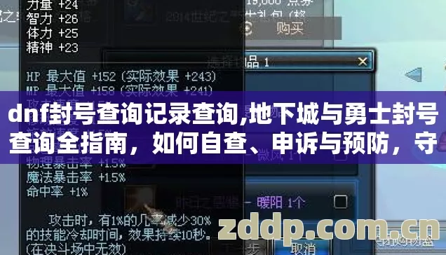 dnf封号查询记录查询,地下城与勇士封号查询全指南，如何自查、申诉与预防，守护你的冒险旅程