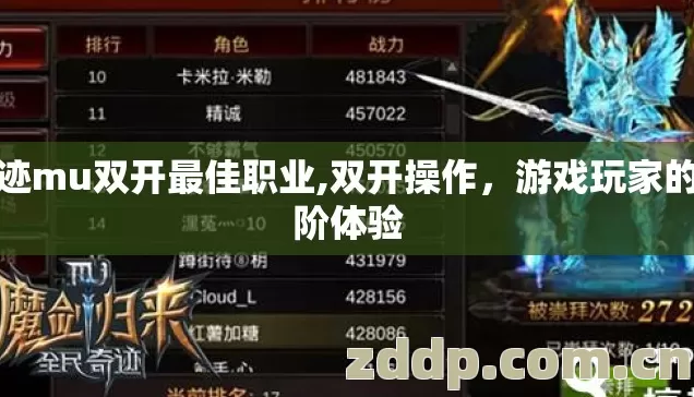 奇迹mu双开最佳职业,双开操作，游戏玩家的进阶体验