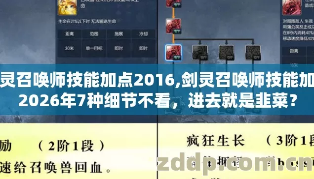 剑灵召唤师技能加点2016,剑灵召唤师技能加点2026年7种细节不看，进去就是韭菜？
