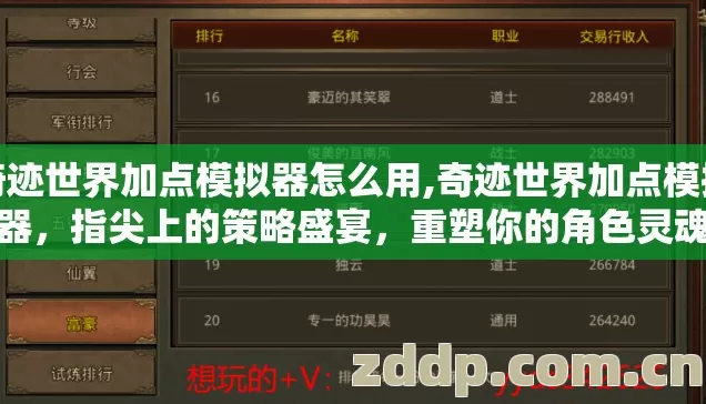 奇迹世界加点模拟器怎么用,奇迹世界加点模拟器，指尖上的策略盛宴，重塑你的角色灵魂