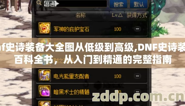 dnf史诗装备大全图从低级到高级,DNF史诗装备百科全书，从入门到精通的完整指南