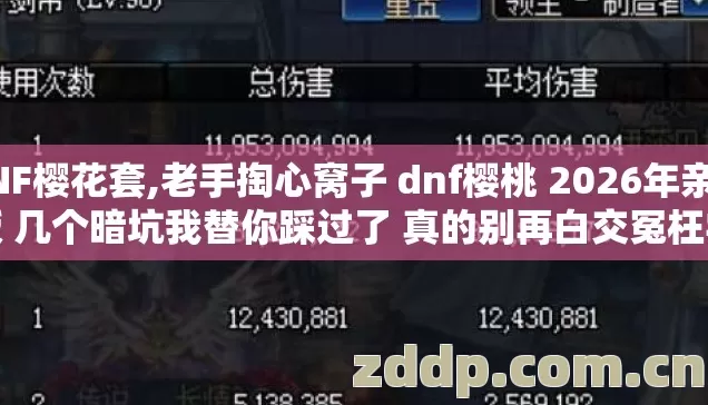 DNF樱花套,老手掏心窝子 dnf樱桃 2026年亲测版 几个暗坑我替你踩过了 真的别再白交冤枉学费