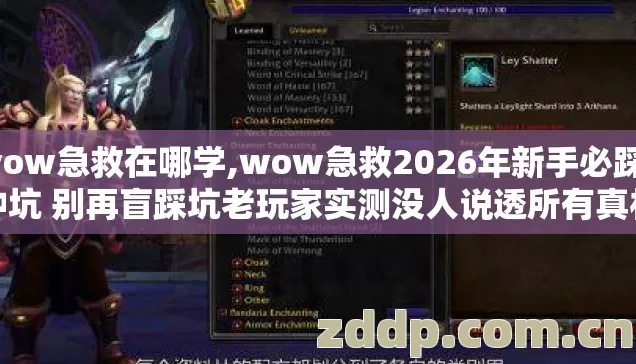 wow急救在哪学,wow急救2026年新手必踩7种坑 别再盲踩坑老玩家实测没人说透所有真相