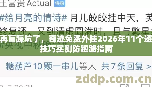别再盲踩坑了,奇迹免费外挂2026年11个避坑技巧实测防跑路指南 别再盲踩坑了,奇迹免费外挂2026年11个避坑技巧实测防跑路指南