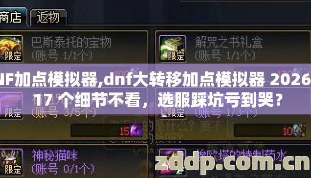 DNF加点模拟器,dnf大转移加点模拟器 2026 年 17 个细节不看，选服踩坑亏到哭？