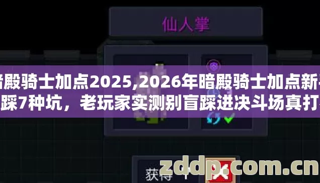 暗殿骑士加点2025,2026年暗殿骑士加点新手必踩7种坑，老玩家实测别盲踩进决斗场真打不出伤害