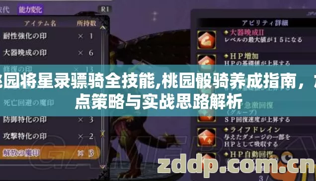 桃园将星录骠骑全技能,桃园骰骑养成指南,加点策略与实战思路解析 桃园将星录骠骑全技能,桃园骰骑养成指南,加点策略与实战思路解析