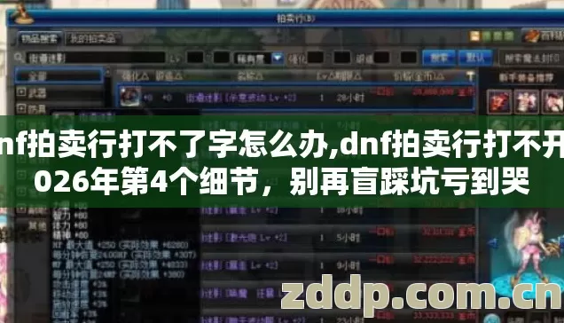 dnf拍卖行打不了字怎么办,dnf拍卖行打不开2026年第4个细节，别再盲踩坑亏到哭