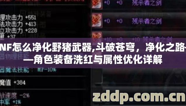 DNF怎么净化野猪武器,斗破苍穹,净化之路——角色装备洗红与属性优化详解 DNF怎么净化野猪武器,斗破苍穹,净化之路——角色装备洗红与属性优化详解