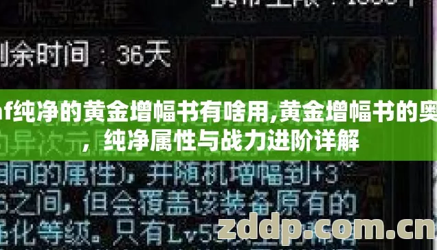 dnf纯净的黄金增幅书有啥用,黄金增幅书的奥秘，纯净属性与战力进阶详解
