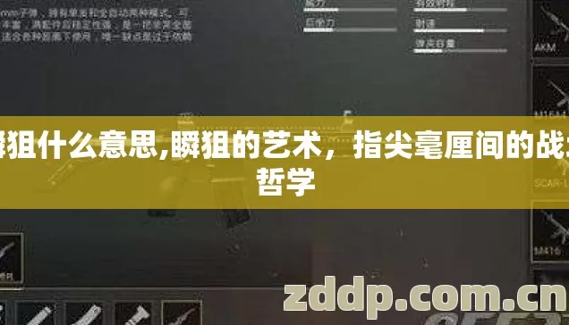 瞬狙什么意思,瞬狙的艺术，指尖毫厘间的战场哲学