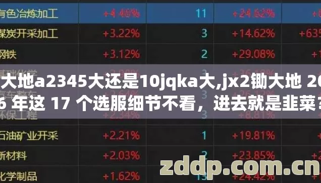 锄大地a2345大还是10jqka大,jx2锄大地 2026 年这 17 个选服细节不看，进去就是韭菜？