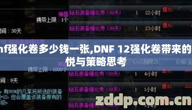 dnf强化卷多少钱一张,DNF 12强化卷带来的愉悦与策略思考 dnf强化卷多少钱一张,DNF 12强化卷带来的愉悦与策略思考