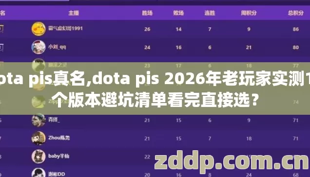 dota pis真名,dota pis 2026年老玩家实测12个版本避坑清单看完直接选？