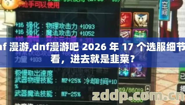 dnf 漫游,dnf漫游吧 2026 年 17 个选服细节不看,进去就是韭菜? dnf 漫游,dnf漫游吧 2026 年 17 个选服细节不看,进去就是韭菜?