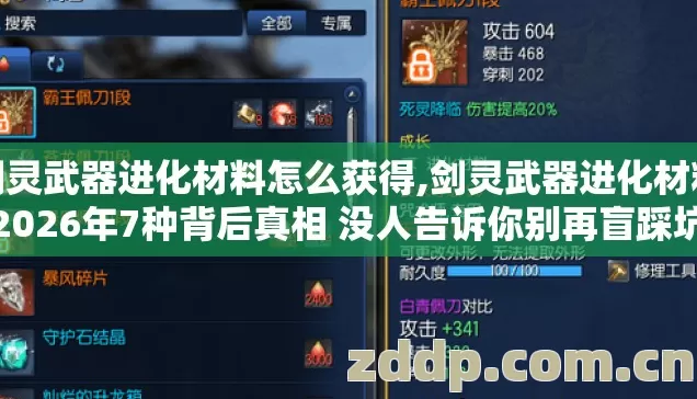 剑灵武器进化材料怎么获得,剑灵武器进化材料2026年7种背后真相 没人告诉你别再盲踩坑