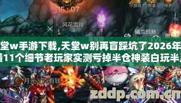 天堂w手游下载,天堂w别再盲踩坑了2026年不懂11个细节老玩家实测亏掉半仓神装白玩半月