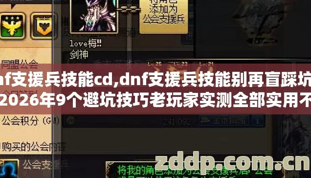 dnf支援兵技能cd,dnf支援兵技能别再盲踩坑了，2026年9个避坑技巧老玩家实测全部实用不走弯路