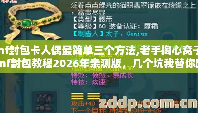 dnf封包卡人偶最简单三个方法,老手掏心窝子，dnf封包教程2026年亲测版，几个坑我替你踩过了别再交无谓学费